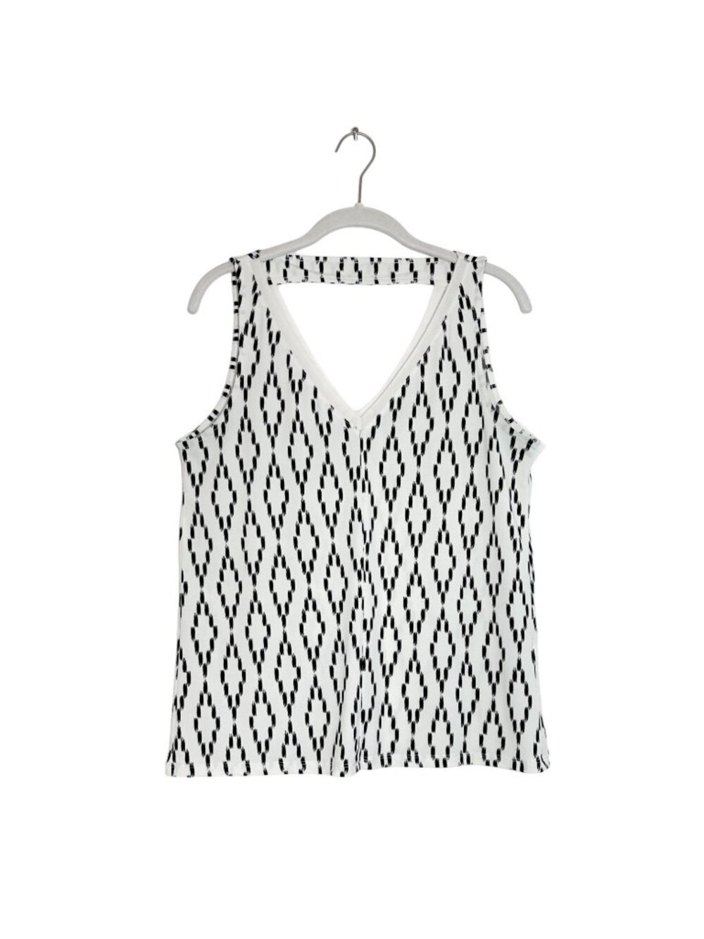 Banana Republic Factory Sleeveless Cutout Blouse in White/Black - Sz XS